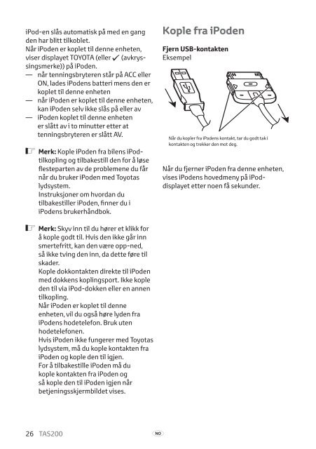 Toyota TAS200 - PZ420-00212-NO - TAS200 (Norwegian) - mode d'emploi