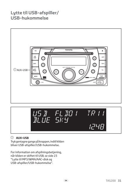 Toyota TAS200 - PZ420-00212-DA - TAS200 (Danish) - mode d'emploi