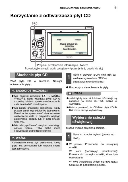 Toyota TNS410 - PZ420-E0333-PL - TNS410 - mode d'emploi