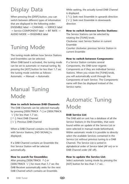 Toyota DAB Tuner - PZ473-X2210-A0 - DAB Tuner - all lanuages - mode d'emploi