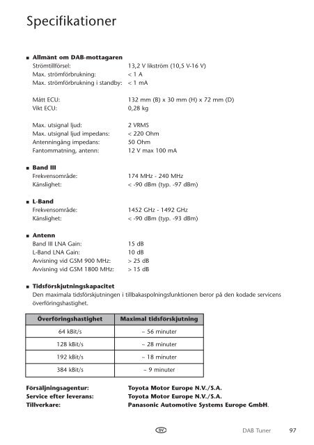 Toyota DAB Tuner - PZ473-X2210-A0 - DAB Tuner - all lanuages - mode d'emploi