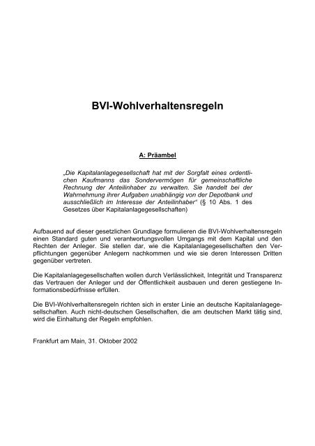 BVI-Wohlverhaltensregeln