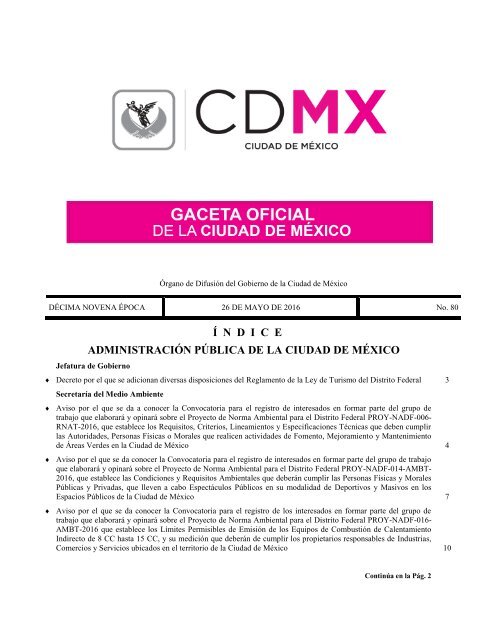 Í N D I C E ADMINISTRACIÓN PÚBLICA DE LA CIUDAD DE MÉXICO