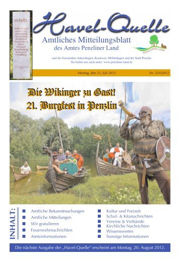 Die Wikinger zu Gast! 21. Burgfest in Penzlin Die Wikinger zu Gast ...