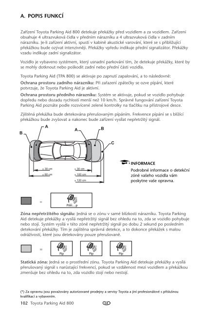 Toyota Toyota Parking Aid 800 - PZ464-00425-40 - Toyota Parking Aid 800 - mode d'emploi