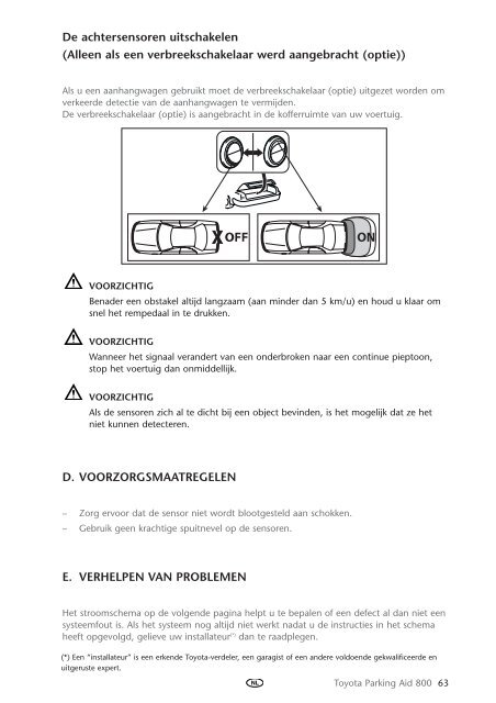 Toyota Toyota Parking Aid 800 - PZ464-00425-40 - Toyota Parking Aid 800 - mode d'emploi