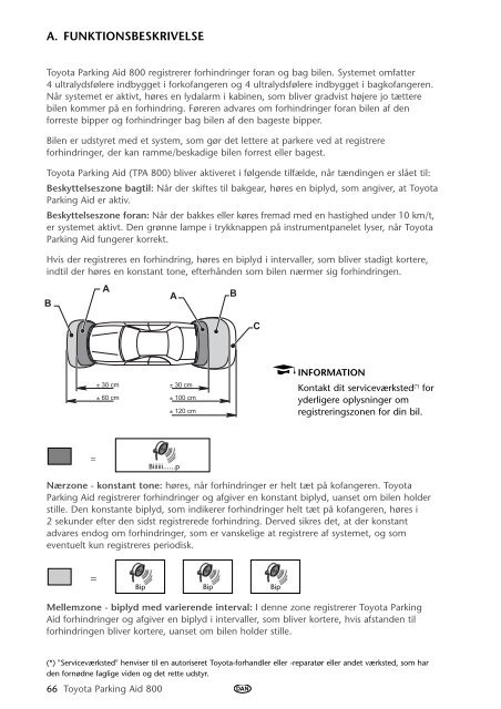 Toyota Toyota Parking Aid 800 - PZ464-00425-40 - Toyota Parking Aid 800 - mode d'emploi