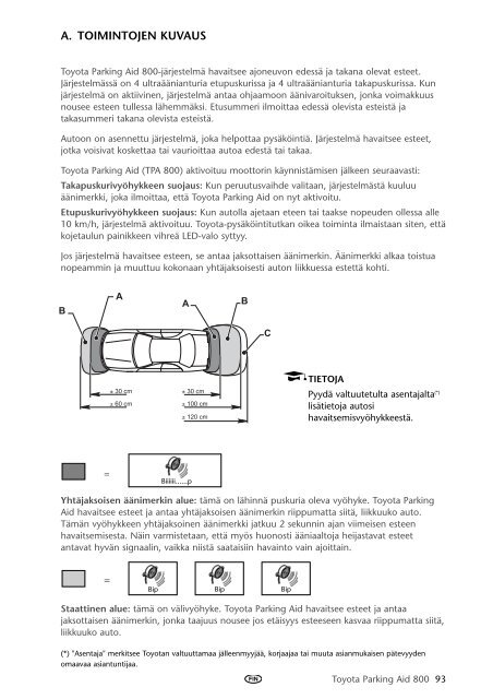 Toyota Toyota Parking Aid 800 - PZ464-00425-40 - Toyota Parking Aid 800 - mode d'emploi