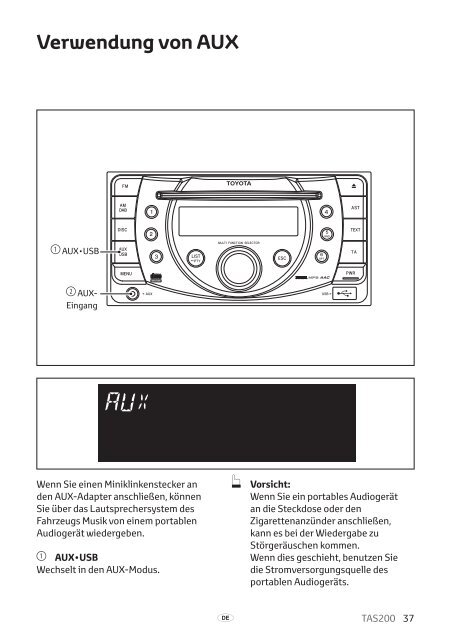 Toyota TAS200 - PZ420-00212-DE - TAS200 (German) - mode d'emploi