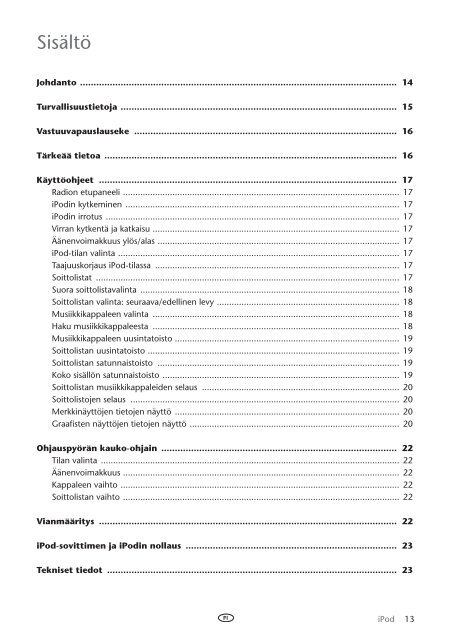 Toyota Ipod Integration Kit Danish, Finnish, Norwegian, Swedish - PZ420-00261-NE - Ipod Integration Kit Danish, Finnish, Norwegian, Swedish - mode d'emploi