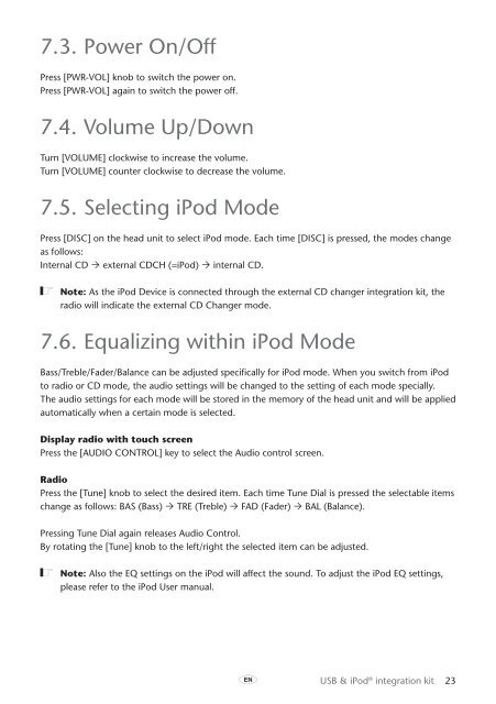 Toyota USB &amp;amp; iPod interface kit - PZ473-00266-00 - USB &amp; iPod interface kit (English, French, German, Dutch, Italian) - mode d'emploi