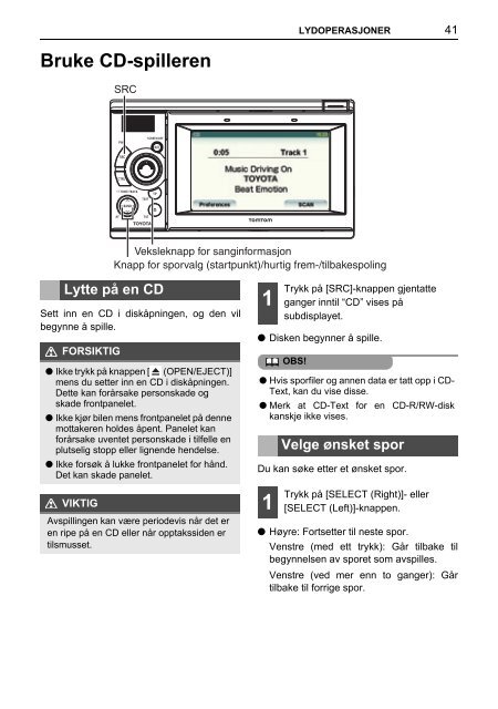 Toyota TNS410 - PZ420-E0333-NO - TNS410 - mode d'emploi