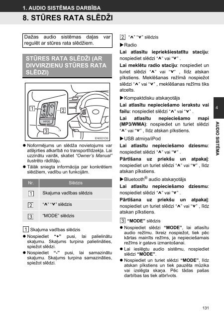 Toyota Toyota Touch &amp;amp; Go - PZ490-00331-*0 - Toyota Touch &amp; Go - Toyota Touch &amp; Go Plus - Latvian - mode d'emploi