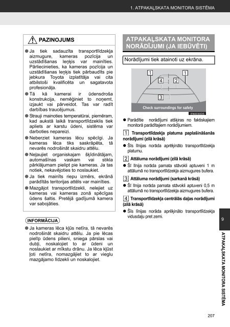 Toyota Toyota Touch &amp;amp; Go - PZ490-00331-*0 - Toyota Touch &amp; Go - Toyota Touch &amp; Go Plus - Latvian - mode d'emploi