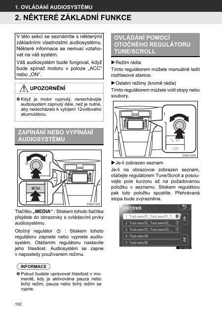 Toyota Toyota Touch &amp;amp; Go - PZ490-00331-*0 - Toyota Touch &amp; Go - Toyota Touch &amp; Go Plus - Czech - mode d'emploi