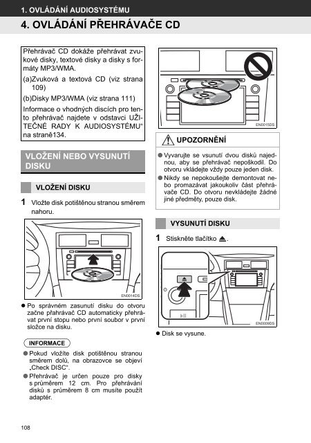 Toyota Toyota Touch &amp;amp; Go - PZ490-00331-*0 - Toyota Touch &amp; Go - Toyota Touch &amp; Go Plus - Czech - mode d'emploi