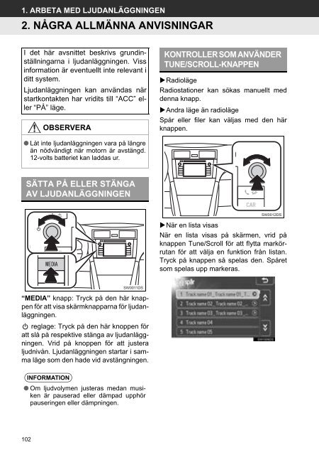 Toyota Toyota Touch &amp;amp; Go - PZ490-00331-*0 - Toyota Touch &amp; Go - Touch Touch &amp; Go Plus - Swedish - mode d'emploi