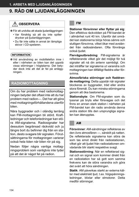 Toyota Toyota Touch &amp;amp; Go - PZ490-00331-*0 - Toyota Touch &amp; Go - Touch Touch &amp; Go Plus - Swedish - mode d'emploi