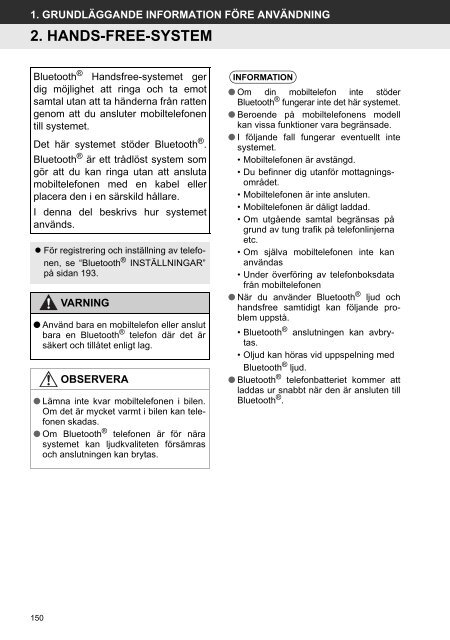 Toyota Toyota Touch &amp;amp; Go - PZ490-00331-*0 - Toyota Touch &amp; Go - Touch Touch &amp; Go Plus - Swedish - mode d'emploi