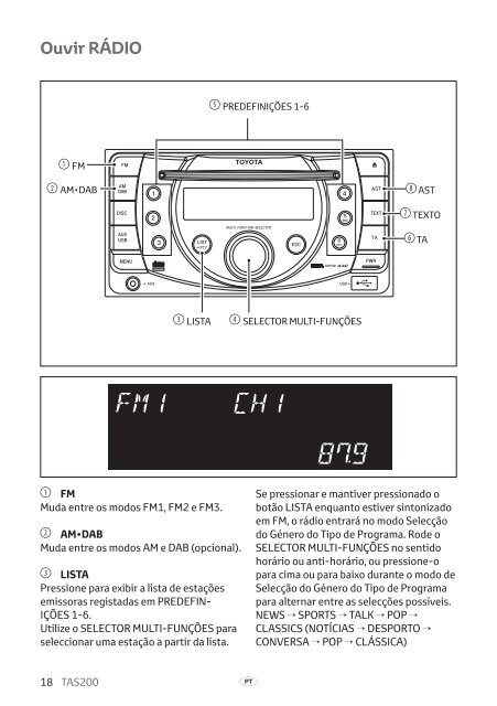 Toyota TAS200 - PZ420-00212-PT - TAS200 (Portuguese) - mode d'emploi