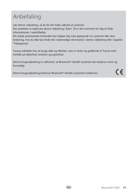 Toyota Bluetooth SWC English Danish Finnish Norwegian Swedish - PZ420-00296-NE - Bluetooth SWC English Danish Finnish Norwegian Swedish - mode d'emploi