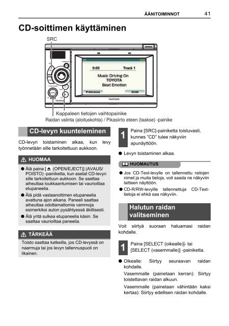 Toyota TNS410 - PZ420-E0333-FI - TNS410 - mode d'emploi