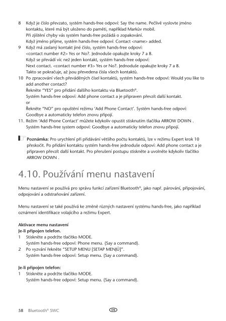 Toyota Bluetooth SWC English Czech Hungarian Polish Russian - PZ420-00296-EE - Bluetooth SWC English Czech Hungarian Polish Russian - mode d'emploi