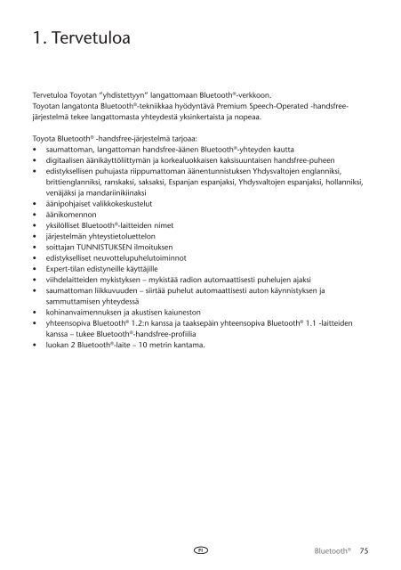 Toyota Bluetooth UIM English Danish Finnish Norwegian Swedish - PZ420-00292-NE - Bluetooth UIM English Danish Finnish Norwegian Swedish - mode d'emploi