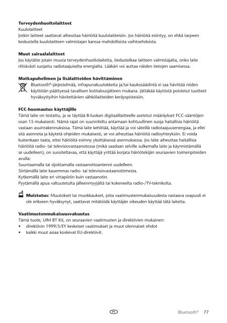 Toyota Bluetooth UIM English Danish Finnish Norwegian Swedish - PZ420-00292-NE - Bluetooth UIM English Danish Finnish Norwegian Swedish - mode d'emploi