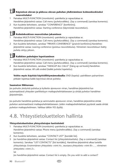 Toyota Bluetooth UIM English Danish Finnish Norwegian Swedish - PZ420-00292-NE - Bluetooth UIM English Danish Finnish Norwegian Swedish - mode d'emploi