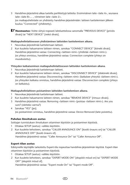 Toyota Bluetooth UIM English Danish Finnish Norwegian Swedish - PZ420-00292-NE - Bluetooth UIM English Danish Finnish Norwegian Swedish - mode d'emploi