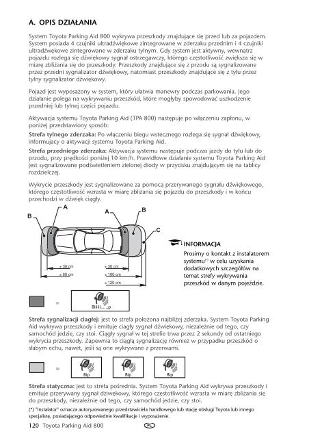 Toyota Toyota Parking Aid 800 - PZ464-00425-40 - Toyota Parking Aid 800 - mode d'emploi