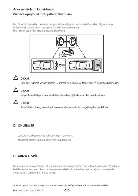 Toyota Toyota Parking Aid 800 - PZ464-00425-40 - Toyota Parking Aid 800 - mode d'emploi