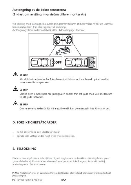 Toyota Toyota Parking Aid 800 - PZ464-00425-40 - Toyota Parking Aid 800 - mode d'emploi