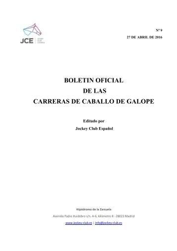 BOLETIN OFICIAL DE LAS CARRERAS DE CABALLO DE GALOPE