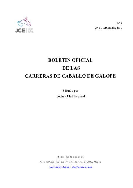 BOLETIN OFICIAL DE LAS CARRERAS DE CABALLO DE GALOPE