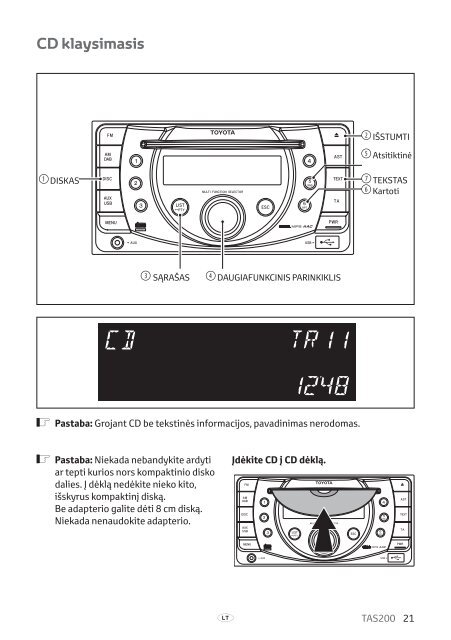 Toyota TAS200 - PZ420-00212-LT - TAS200 (Lithuanian) - mode d'emploi