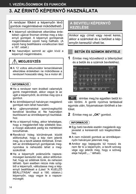 Toyota Toyota Touch &amp;amp; Go - PZ490-00331-*0 - Toyota Touch &amp; Go - Touch &amp; Go Plus - Hungarian - mode d'emploi