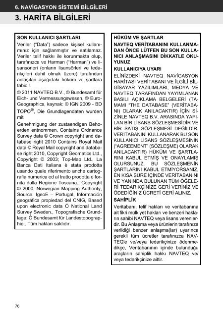 Toyota Toyota Touch &amp;amp; Go - PZ490-00331-*0 - Toyota Touch &amp; Go - Toyota Touch &amp; Go Plus - Turkish - mode d'emploi