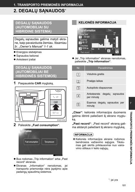 Toyota Toyota Touch &amp;amp; Go - PZ490-00331-*0 - Toyota Touch &amp; Go - Toyota Touch &amp; Go Plus - Lithuanian - mode d'emploi