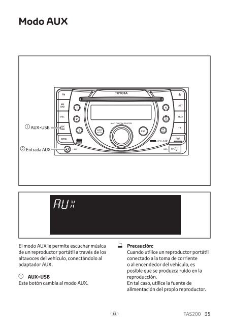 Toyota TAS200 - PZ420-00212-ES - TAS200 (Spanish) - mode d'emploi