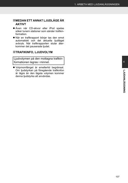 Toyota Toyota Touch &amp;amp; Go - PZ490-00331-*0 - Toyota Touch &amp; Go - Touch Touch &amp; Go Plus - Swedish - mode d'emploi