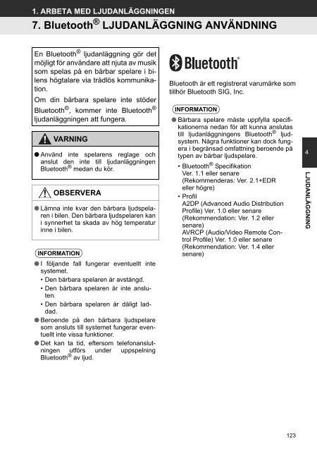 Toyota Toyota Touch &amp;amp; Go - PZ490-00331-*0 - Toyota Touch &amp; Go - Touch Touch &amp; Go Plus - Swedish - mode d'emploi