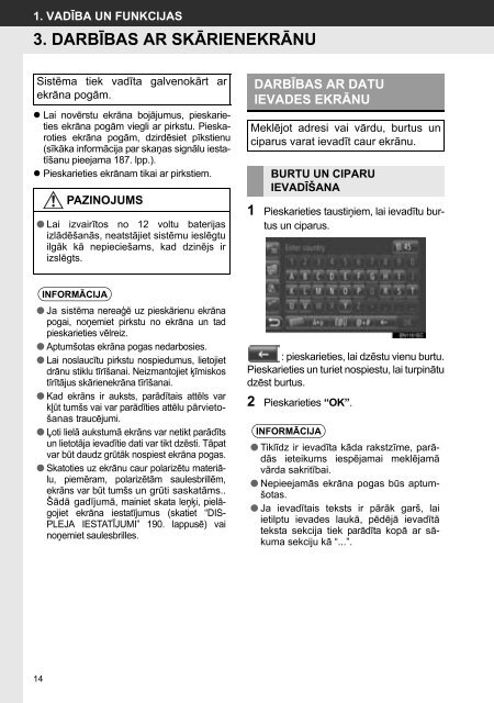 Toyota Toyota Touch &amp;amp; Go - PZ490-00331-*0 - Toyota Touch &amp; Go - Toyota Touch &amp; Go Plus - Latvian - mode d'emploi