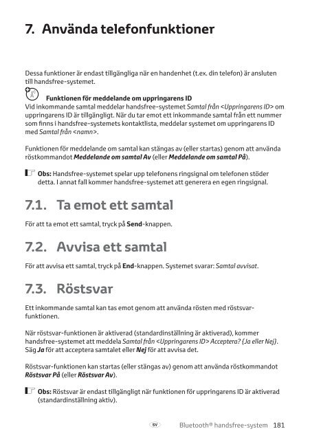 Toyota Bluetooth hands - PZ420-I0290-NE - Bluetooth hands-free system (English Danish Finnish Norwegian Swedish) - mode d'emploi