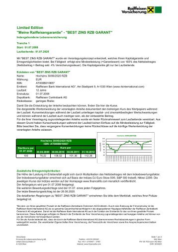 BEST ZINS RZB GARANT - FinanceLife Lebensversicherung AG