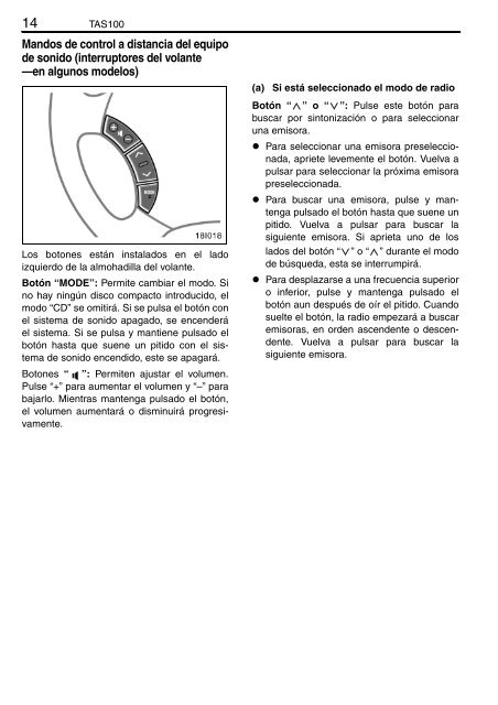 Toyota TAS100 - PZ49X-00210-ES - TAS100 (Spanish) - mode d'emploi