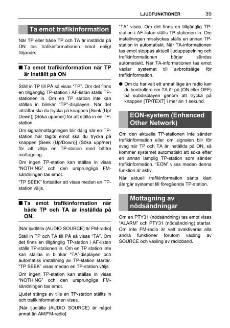 Toyota TNS410 - PZ420-E0333-SV - TNS410 - mode d'emploi