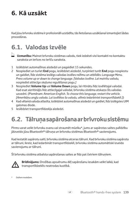 Toyota Bluetooth hands - PZ420-I0290-BE - Bluetooth hands-free system (English Russian Lithuanian Latvian Estonian) - mode d'emploi