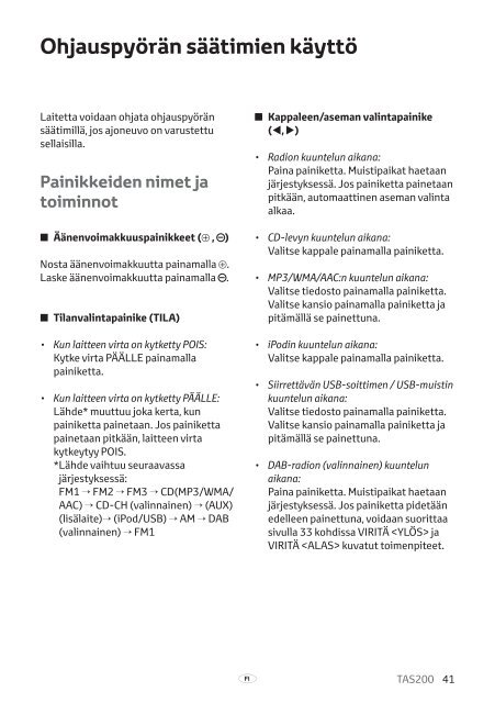 Toyota TAS200 - PZ420-00212-FI - TAS200 (Finnish) - mode d'emploi